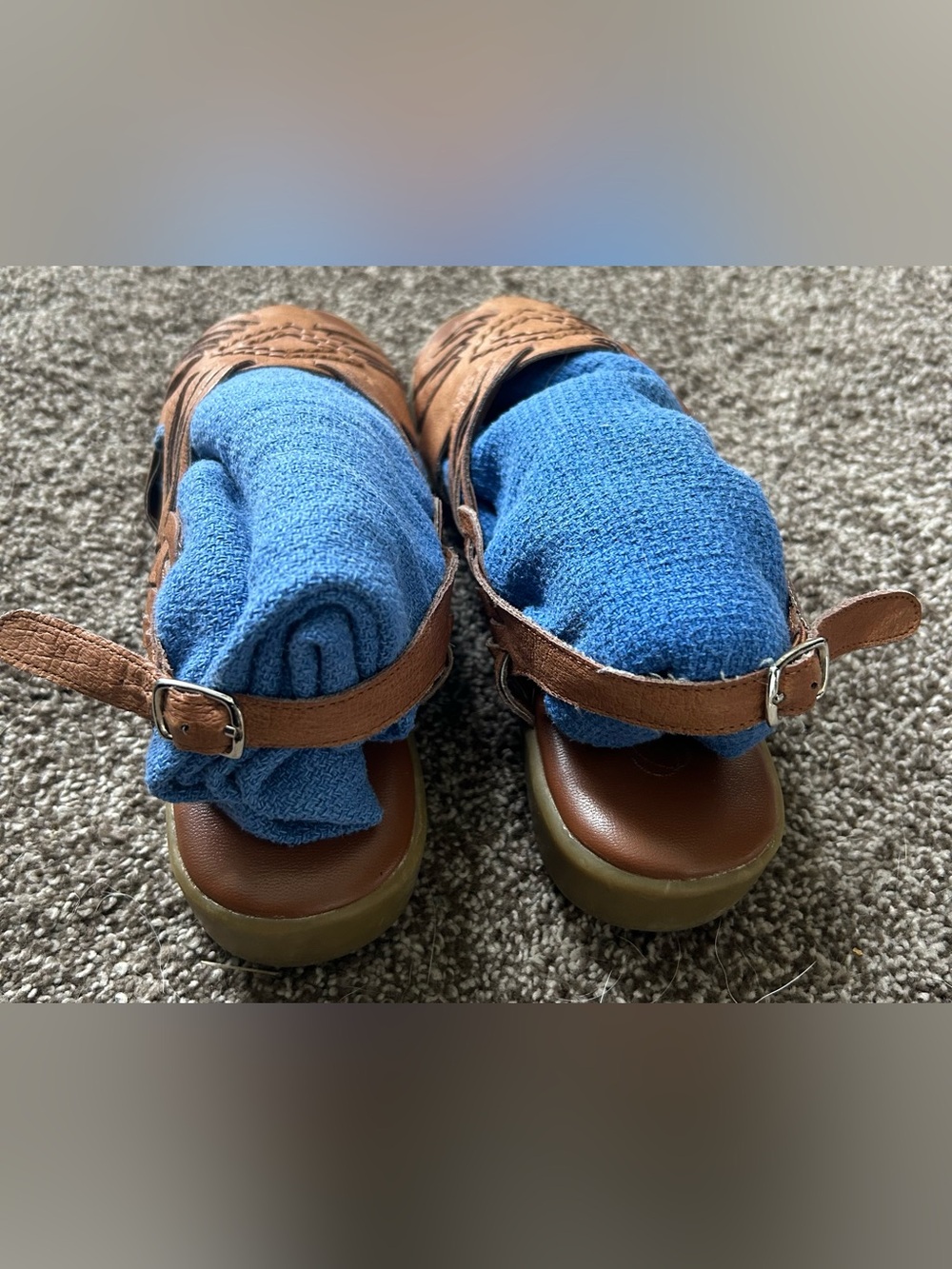 Women’s Comfortable Tan Leather Huarache Sandals with Adjustable Straps sz 61/2 - Picture 3 of 6